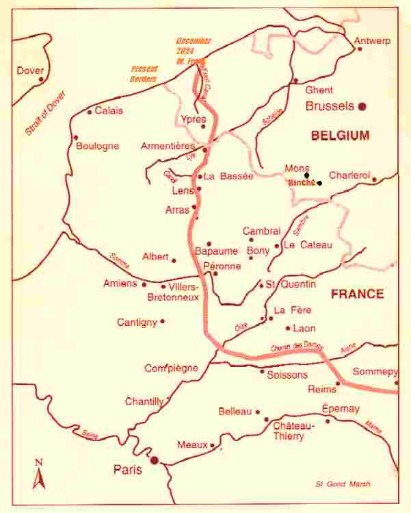 world war 1 map of france. Angel Map 1: France amp; Belgium